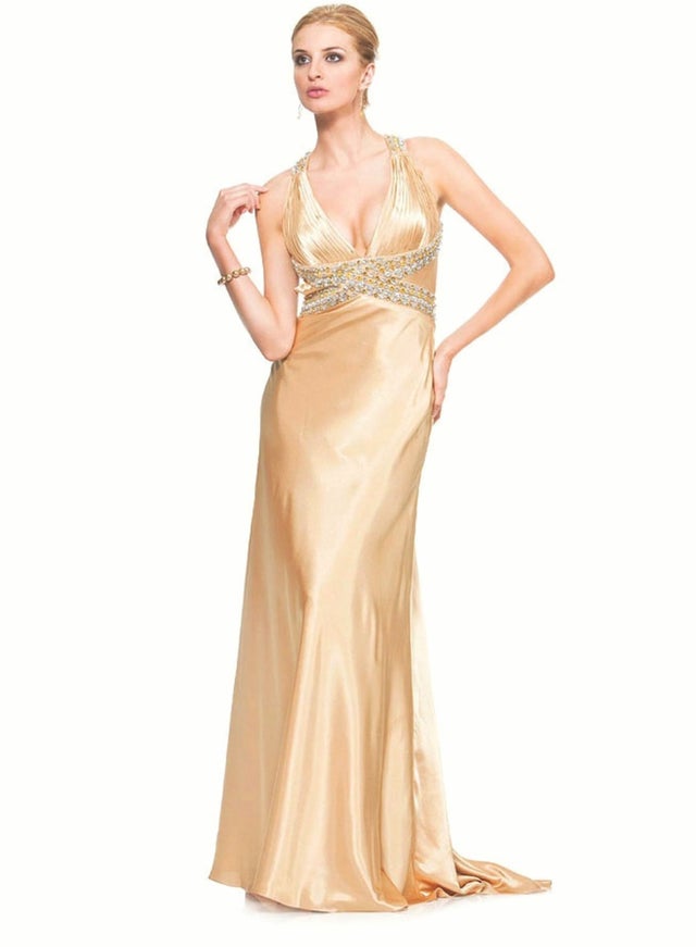 posh bridesmaid dresses Luxe Satin Sheath Bridesmaid Dress with Chiffon Sash main image 1